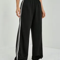 dockstreet Women Striped Black Track Pants image 4