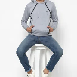 allen solly Men Full Sleeve Solid Hooded Sweatshirt image 5