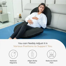 my armor Full Body C Shaped Pregnancy Pillow for Maternity, Velvet Outer Cover with Zip, Microfibre Solid Pregnancy Pillow Pack of 1 image 5