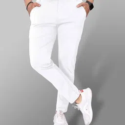 metronaut Regular Fit Men White Lycra Blend Trousers-picture-11