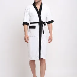 creeva White & Black Free Size Bath Robe-picture-19