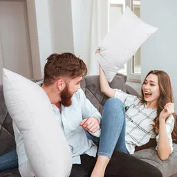 vlysium stripe 14*20 cushions for sofa or chair pillows set (36cm*50cm) Cotton Solid Cushion Pack of 2 image 2