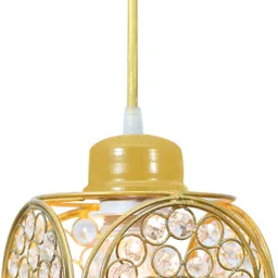 homesake Glossy Golden Crystal hanging light, ceiling lamp, Nordic E27 pendant, Ring Cube Ceiling Light Ceiling Lamp image 2