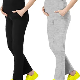 lenam Pack of 2 Women Regular Fit Multicolor Lycra Blend Trousers-picture-24