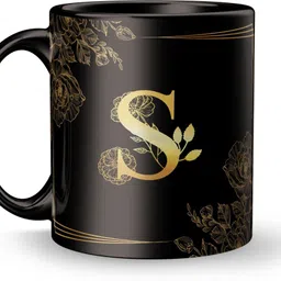 dreamlivproducts S Letter Black Print Gift for Sister ,Mother Ceramic Coffee Mug image 1