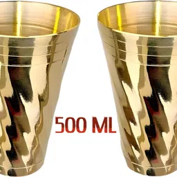 dhanvantari (Pack of 2) Kansa Zamboo Glass Set | 600 gm Pure Bronze Ayurvedic Glass Glass Water/Juice Glass image 1