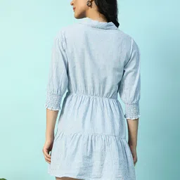 oxolloxo Women Wrap Blue Above Knee/Mid Thigh Length Dress image 5