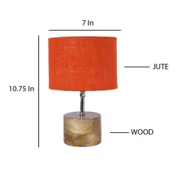 Devansh Wood Table Lamp With Orange Jute Shade by New Era image 5