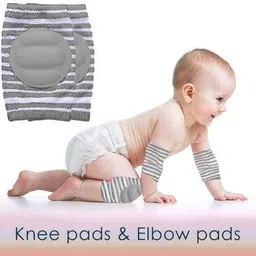 smilykid Baby Padded Knee Pads for Crawling, Anti-Slip Stretchable Kids Knee Cap Grey Baby Knee Pads-picture-13