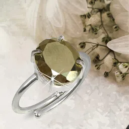 crystu Certified Natural Pyrite Adjustable Ring for Unisex Crystal, Stone Ring image 5