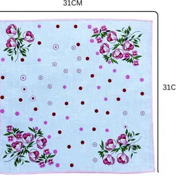 Gopika Floral Print Soft Absorbent (31cm x 31cm) - Purple, Pink, Orange & Blue ["Multicolor"] Handkerchief image 2