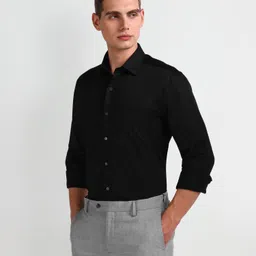 arrow Men Slim Fit Self Design Cut Away Collar Formal Shirt image 5