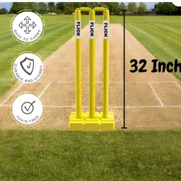 flick Full Size Heavy Duty Plastic Cricket Stump Set - Perfect for All Age Groups image 2