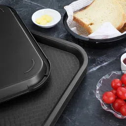 kanha High Raised Edges Rectangular Plastic Serving Tray (16 X 12 Inches) BLACK Tray image 4