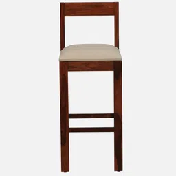 woodsworth from pepperfry Enkel Sheesham Wood Bar Stool In Honey Oak Finish with Beige Cushion image 5