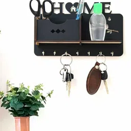 houseofwood BLACK-HOME Wood Key Holder image 4