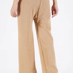 crown king garments Women Relaxed Beige Wool Trousers image 2