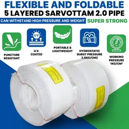 vk sarvottam 2.0 HDPE Laminated Woven Lay Flat Tube (60 Meter) - 2 Inch 60 Meter HDPE Laminated Woven Lay Flat Tube (Lapeta Pipe) Hose Pipe image 3