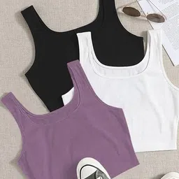 cilimili Casual Sleeveless Solid Women Purple Top image 2