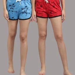 Pack of 2 Striped Women Multicolor Night Shorts-image-0