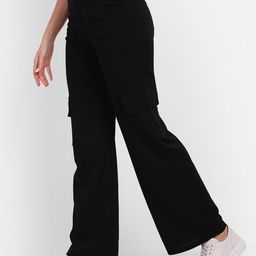 next one Women Loose Fit Black Lycra Blend Trousers-picture-48