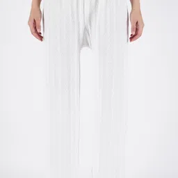 crown king garments Women Relaxed White Wool Trousers image 1