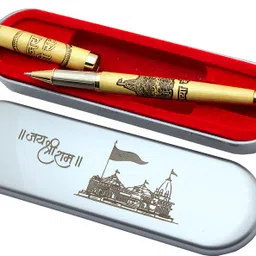 ledos Jai Shree Ram Ayodhya Mandir Engraved On Brass Metal Body New In Box Ball Pen-picture-20