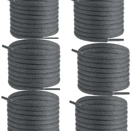 Vinylzone 6 Pair Dark Grey Oval Shoes laces Half Round 1/4" Athletic ShoeLaces Shoe Lace-image-23
