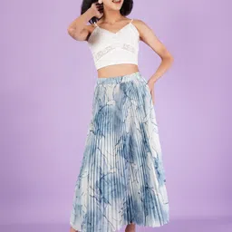 zwerlon Women Printed A-line Grey, Blue Skirt image 3