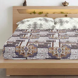 aurave Multicolor Abstract 300 TC Cotton Blend King Sized Fitted Bedsheet With 2 Pillow Covers image 5