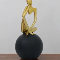 royaloak Thinking Lady Figurine-Black | Golden and Black Finish | Resin Material | On Base used Felt for Grip and Table Protect | Ideal for Table Decor and Shelves Showpiece-picture-12