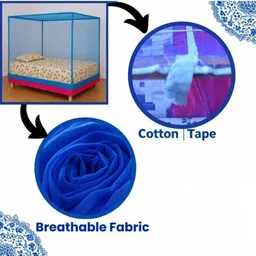 aarti Blue color Foldable Mosquito Net for Double Bed Durable,Washable (6X7) HDPE - High Density Poly Ethylene Washable Adults Mosquito Net image 2