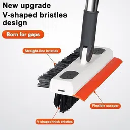 khvirja 3-in-1 Bathroom Cleaning Brush with Wiper Long Handle 180° Rotate, HeavyDuty(RU) Plastic Wet and Dry Broom-picture-11