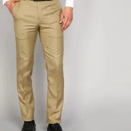 raymond Men Slim Fit Beige Viscose Rayon Trousers-picture-28