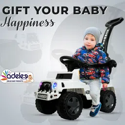 odelee Stylish Hummer Plus Ride On Car For Kids With Music & Lights Parental Push Handle Car Tricycle-picture-34
