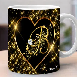 kgvr1 "Letter B With Star Black"Best Gift For Him And Her A True Love|Printed Ceramic Coffee Mug image 2