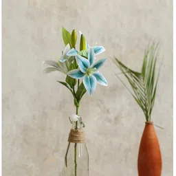 satyam kraft 3 Head Lily Artificial Flowers Sticks for Home Decoration and Craft Blue Lily Artificial Flower image 5