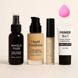perfectt 24hr Makeup Base Combo – Primer + Foundation + Concealer + Fixer + Puff (5-in-1 Kit)-picture-12