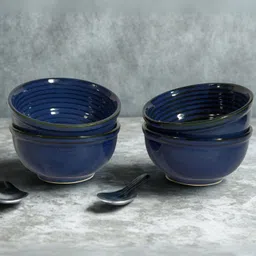 Ceramic Dessert Bowl Freakway Sapphire Blue Stoneware Bowls for Dining – Set of 4-200 ML-picture-36