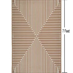 presto Beige Geometric Polyester 5 ft x 7 ft Machine made Carpet image 2