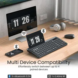 Portronics Bubble 3.0 Wireless Bluetooth Rechargeable Keyboard,Dual Height Adjustment Bluetooth, Wireless Standard Laptop Keyboard Compatible with Laptop, Desktop image 3