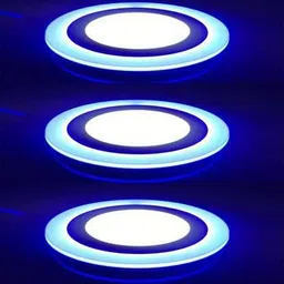 ogee 6 watt (3+3) LED Round Panel Light Ceiling POP Down Indoor Light LED 3D Effect Lighting (Double Color) Blue & White pack of 3 Recessed Ceiling Lamp Recessed Ceiling Lamp-picture-12