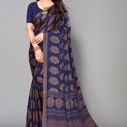 fabmora Printed, Blocked Printed Daily Wear Chiffon, Georgette Saree image 5