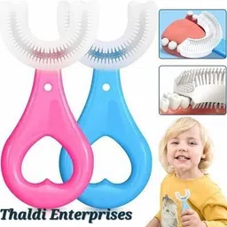 thaldi enterprises U Shaped Toothbrush for Kids, Silicone head, 2-6 Years Mouth-Cleaning(Pack of 2) Ultra Soft Toothbrush image 1