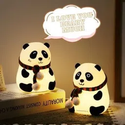 finaro Silicone Panda Lamp – LED Night Light | Chargeable Lamp | Panda with a Muffler Night Lamp image 2