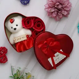 lovegift Golden Rose with Heart Shape Box, Couple Rings, Message Pills & I Love You Card Red Rose Artificial Flower image 3