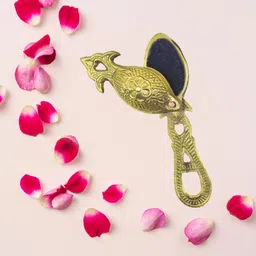 Handmade Brass Kajal Pati for Women | Antique Brass Finish Container Decorative Showpiece - 15 cm-image-50