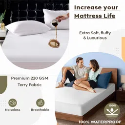 ayka Fitted Single Size Waterproof, Breathable, Stretchable Mattress Cover image 2