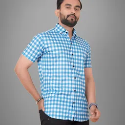 metronaut Men Regular Fit Checkered Spread Collar Casual Shirt image 4