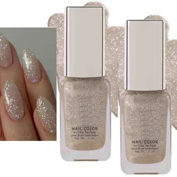 tanvi27 Quick Dry & Long Lasting Silver Glitter Gel Nail Paint Combo Silver Glitter-picture-10